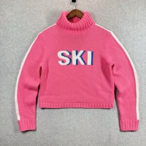 Ellsworth Ivey Womens Medium Pink 3D SKI Turtleneck Cropped Sweater New NWT